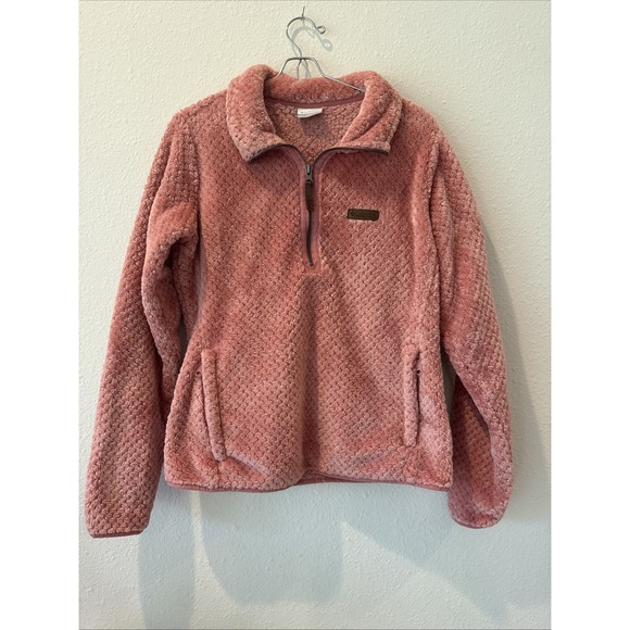 Columbia Tops - Columbia Fire Side Quarter Zip Pullover Sherpa Fleece Women's M, Blush/Salmon